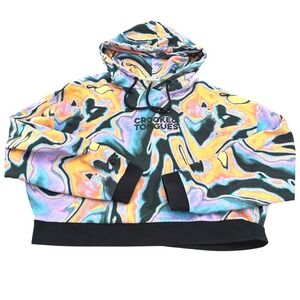 Crooked Tongues ASOS Womens M Cropped Hoodie Psychedelic Festival Sweatshirt